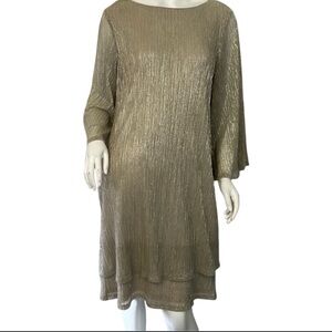 E3- Women’s Medium Evening Cocktail Dress silver long sleeve size 8 MSK